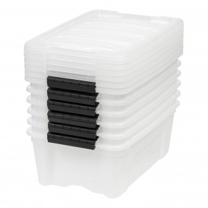 Plastic Storage Bin Tote Latching Buckles Lid Stackable Organizing Container Home Decor