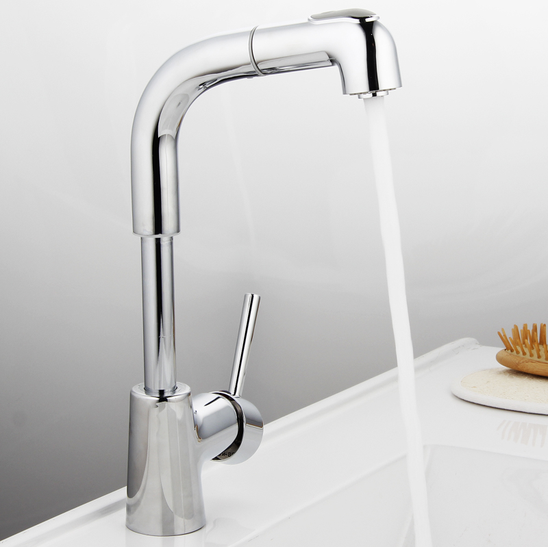 Single handle basin mixer Lift up pull out brass body High quality bathroom faucet Featured Image