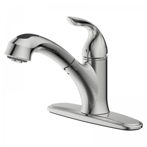 One-handle pull-out kitchen faucet with dual spray