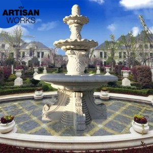 3 layers small size ourdoor garden marble stone water fountain