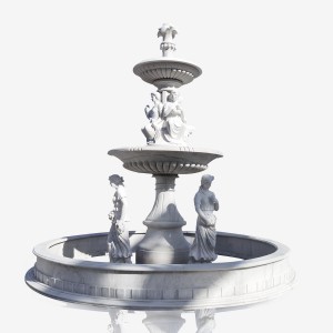Customized  Natural Stone Garden White Marble 3 Tiered Fountain