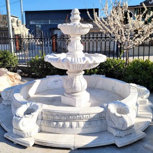 Beautiful Pure White 3 Tiered Outdoor Marble Fountain for Sale