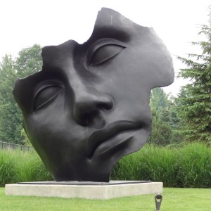 Large bronze sculpture  large modern bronze  partical face statue for sale