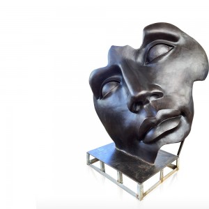 Large bronze sculpture  large modern bronze  partical face statue for sale