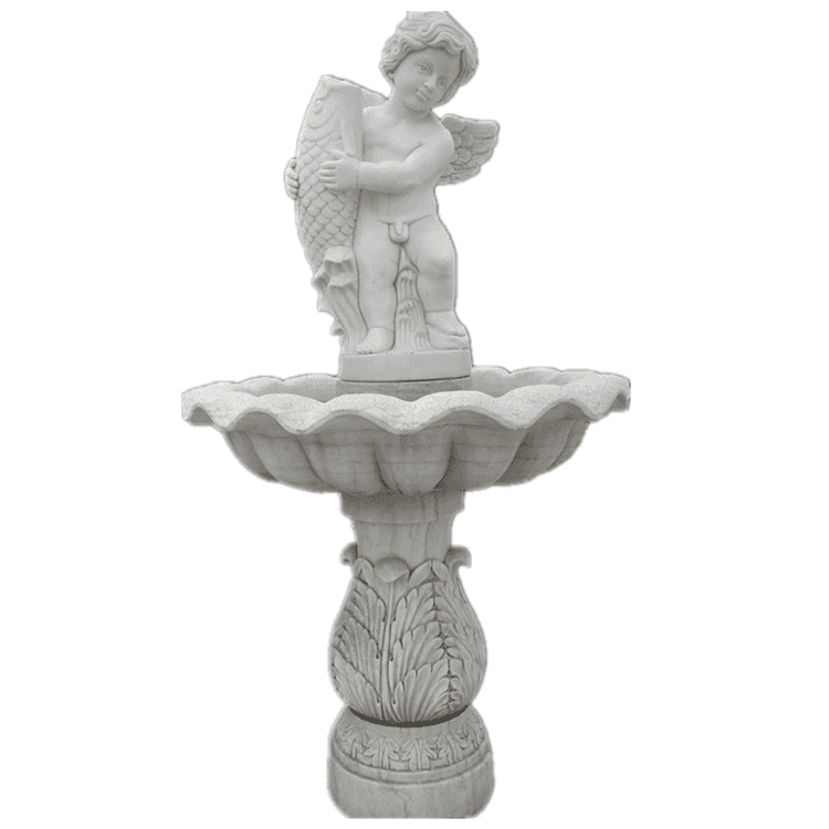 Outdoor garden decoration white stone marble water fountain with statues