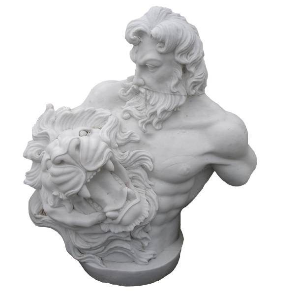 Outdoor stone statue life size figure white marble zeus sculpture on sale