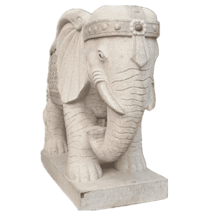 Outdoor hand carved garden decoration animal white marble stone elephant statue