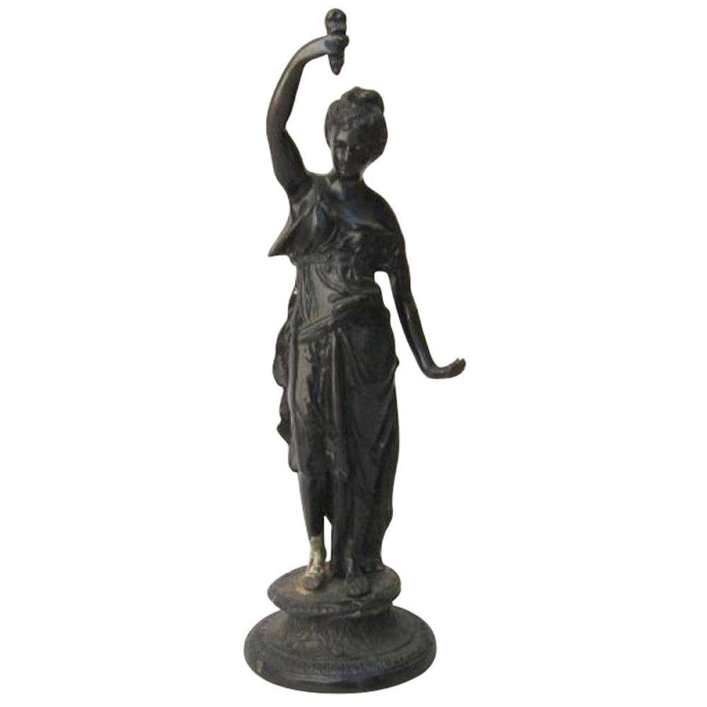 Simple beautiful classic antique bronze angel statue lamps