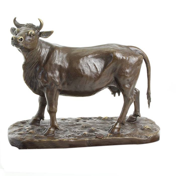Garden  Metal Brass Statue Life Size Bronze Cow Sculpture