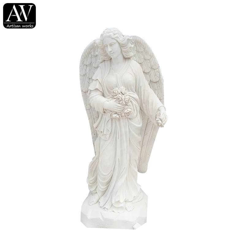outdoor custom life size religious marble stone angle statue