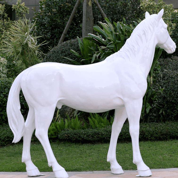 resin outdoor large standing animal sculpture  running horse statue