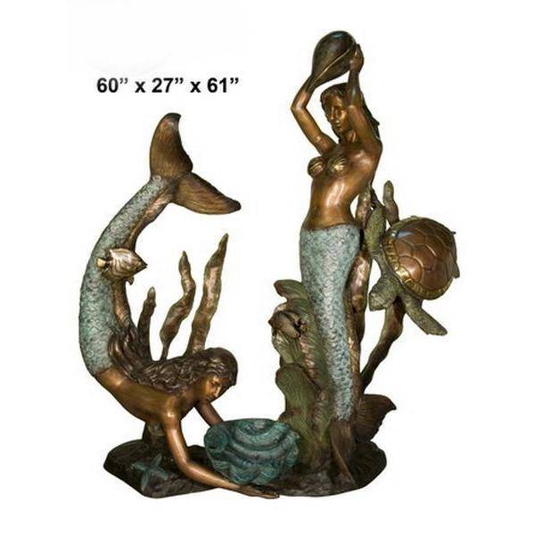 natural metal beautiful large decorative metal carved bronze antique  statue life size figure  nude mermaid sculpture