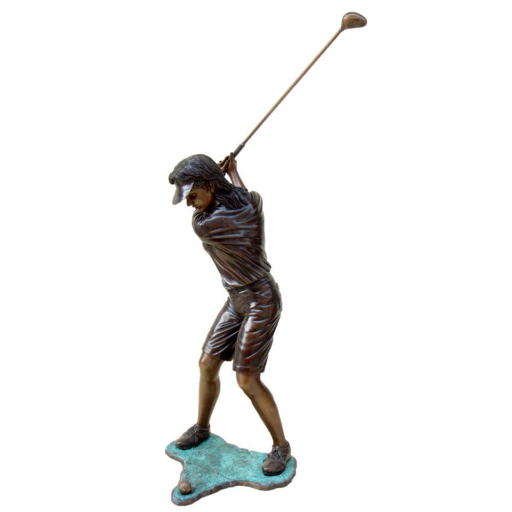 Outdoor park large decoration metal  figure sculpture life size brass and bronze golfer statue for sale