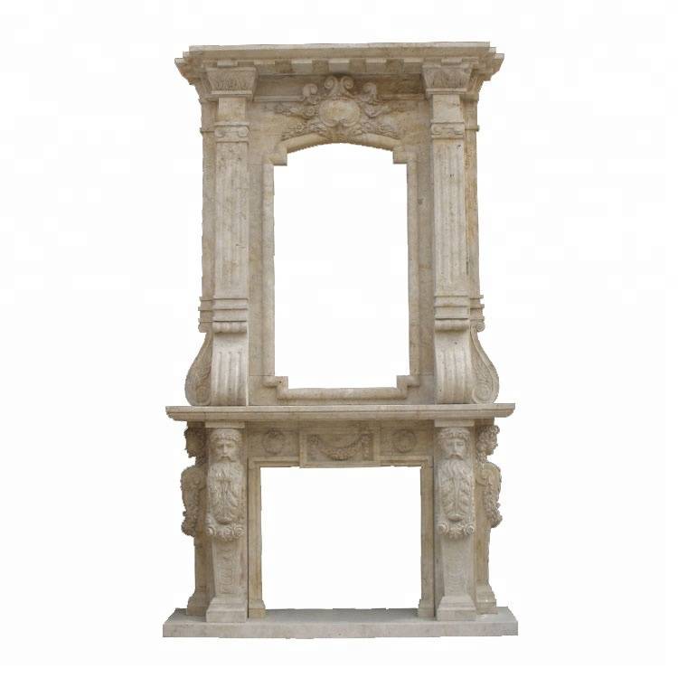 Good Quality Fireplace – Hand carved white marble cheap wall fireplaces – Atisan Works