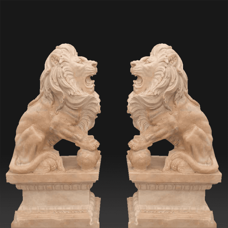 Discountable price Marble Statue Of Moses - Outdoor white garden stone sculpture for standing lion statue – Atisan Works