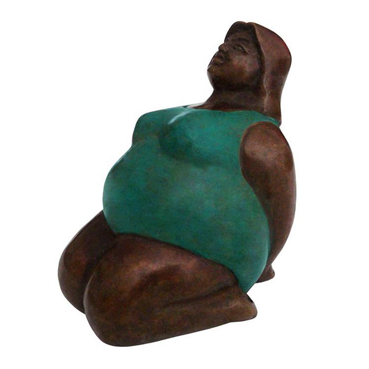 home decoration fat lady yoga sculpture bronze statue
