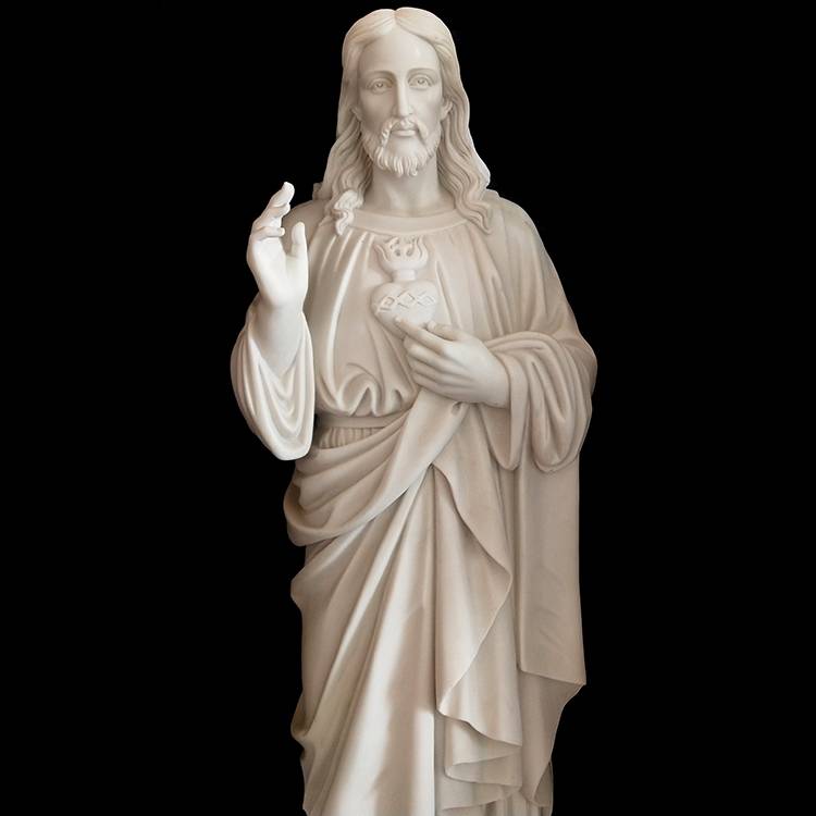 100% hand carved religious  sculpture life-size natural white marble Jesus statue on sale