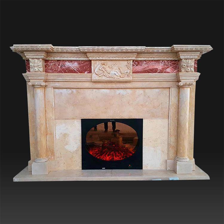 European cultured carved artificial stone tabletop fireplace