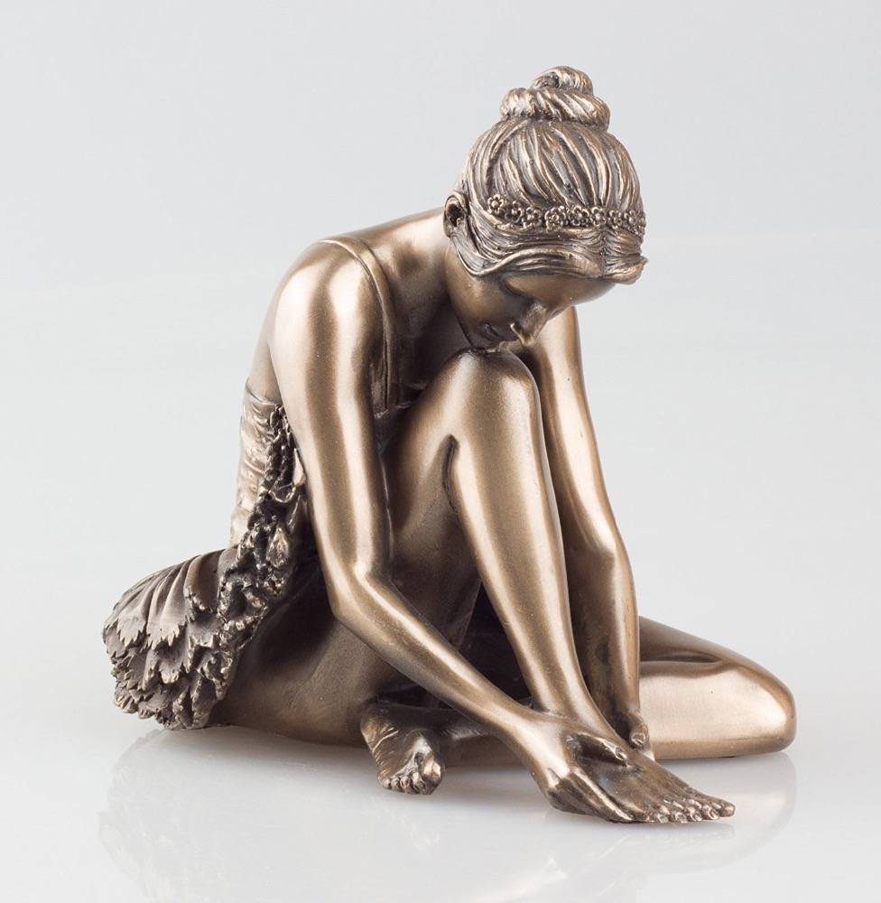 European style life size dance golden bronze nude lady statue