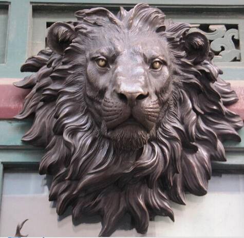 Metal Wall Mounted Bronze animal Lion Head Sculpture