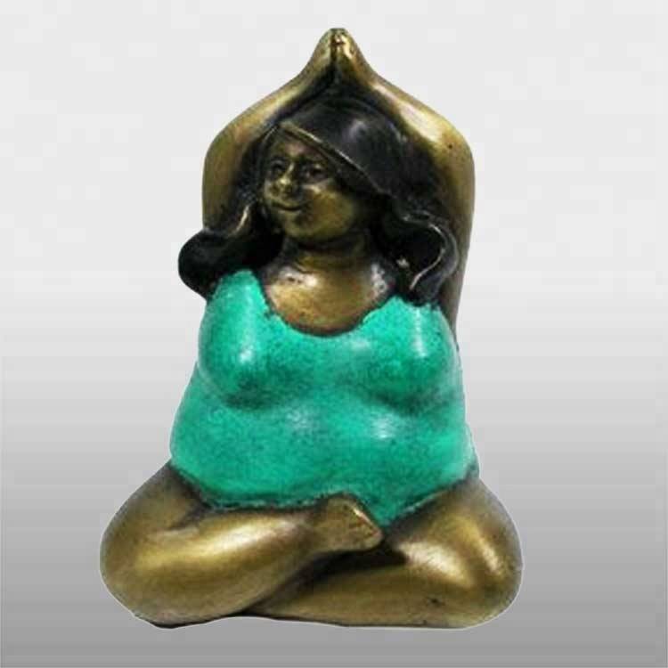 China fat bronze lady yoga sculpture for sale