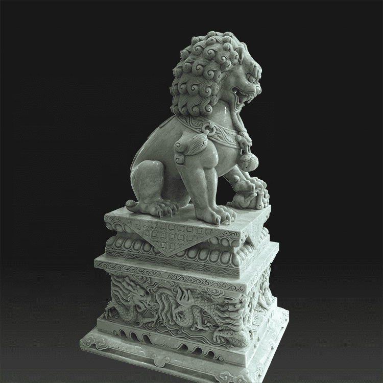 Chinese style white stone marble lion statues for garden