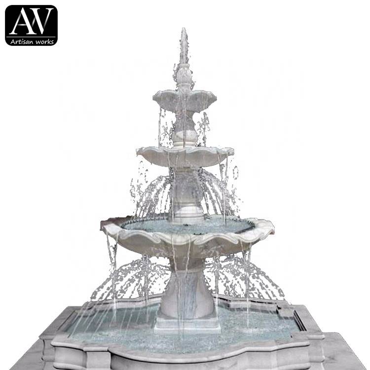 High quality garden products natural marble 4 tier water fountain