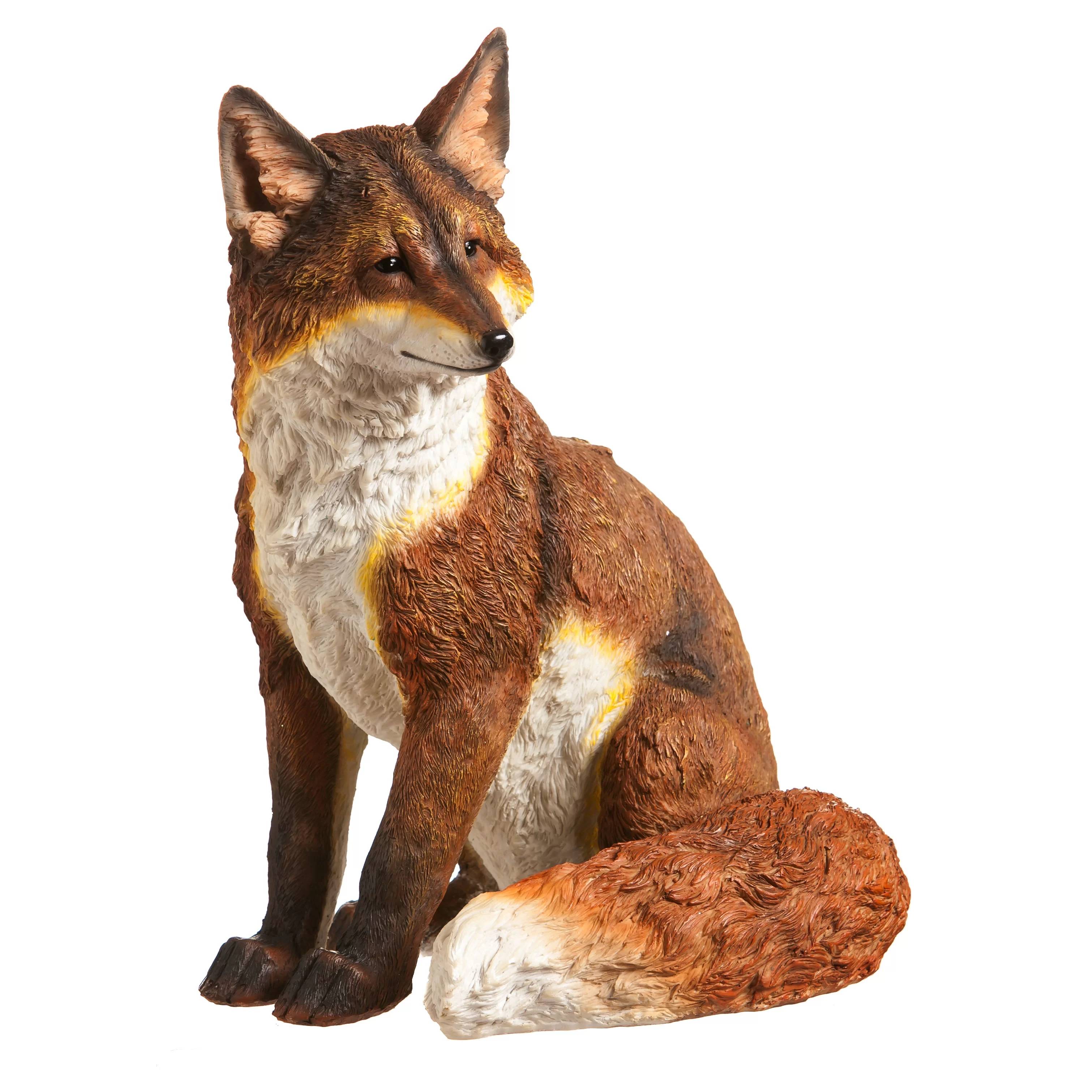 Fiberglass material sculpture park decoration life-size resin fox garden statue for sale Featured Image