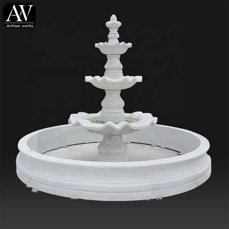 Good Quality Fountain – Customized design natural stone white big marble fountains – Atisan Works