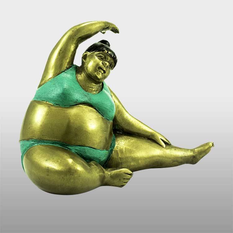 Deor yoga fat lady sculpture bronze for sale