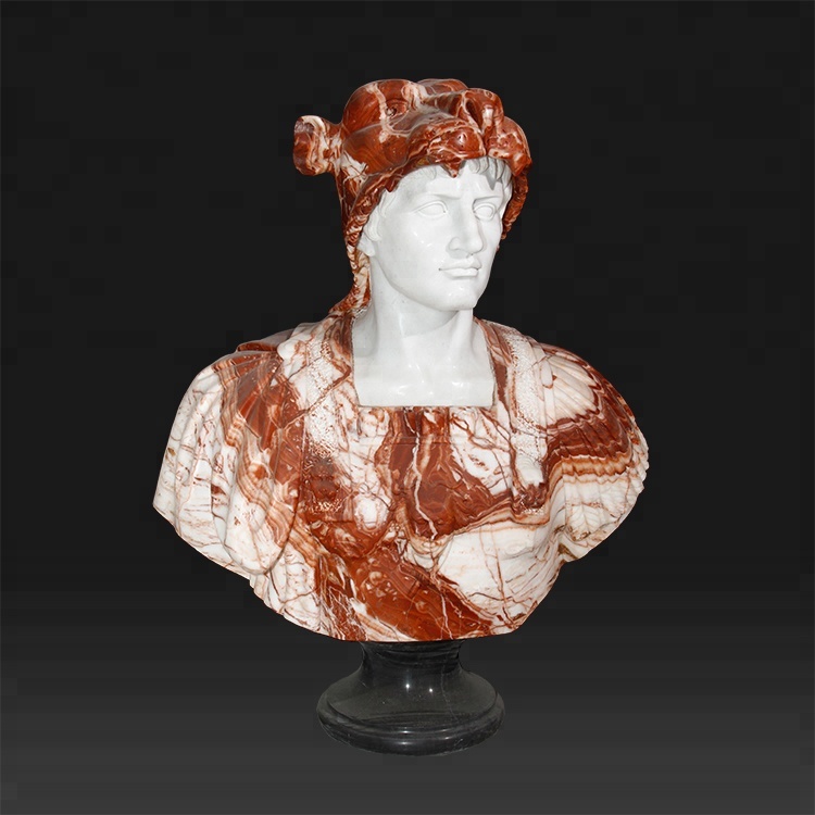 Hand Carved Creative European style bloodstone bust head sculpture