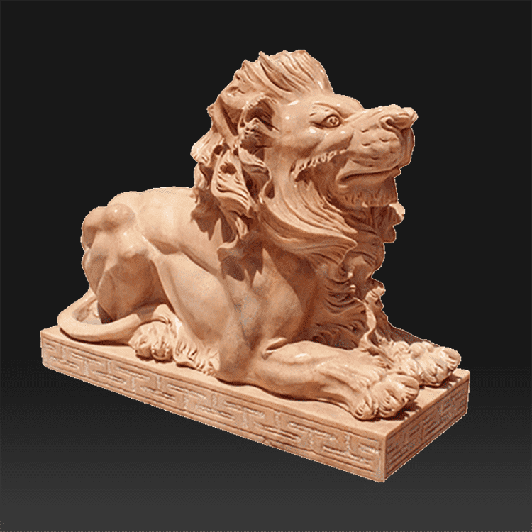 large outdoor Ancient european life size marble walking lion statue