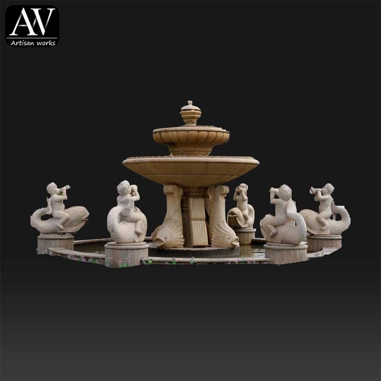 Hand carved mushroom floating stone sphere water fountains