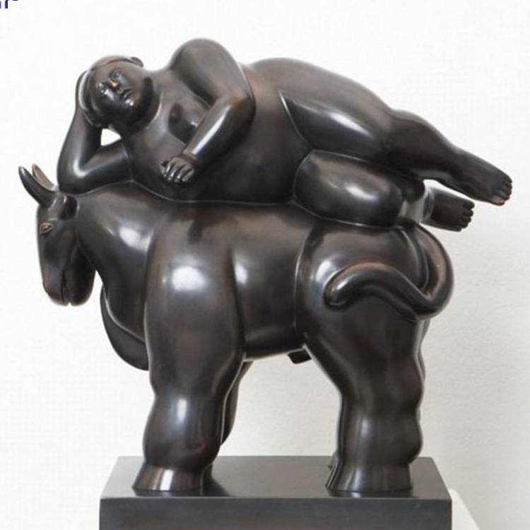 Best Price for Bronze Animal Sculptures - Abstract Fernando  Botero Famous woman Horse Bronze sculpture – Atisan Works