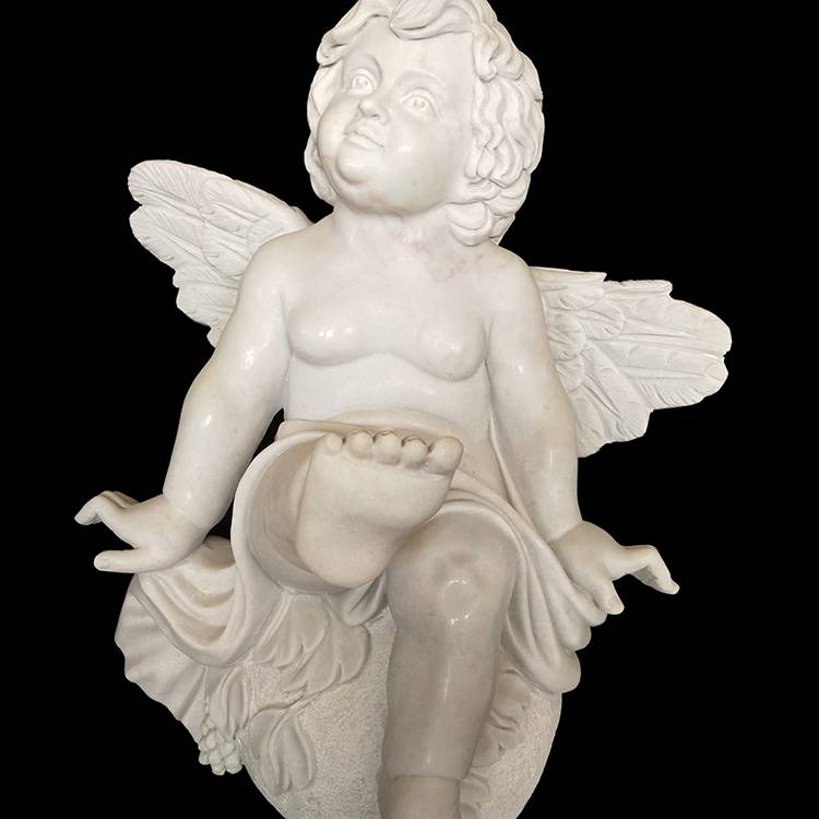 Decorative Cute Angel Marble Statue Garden Angel Sculpture