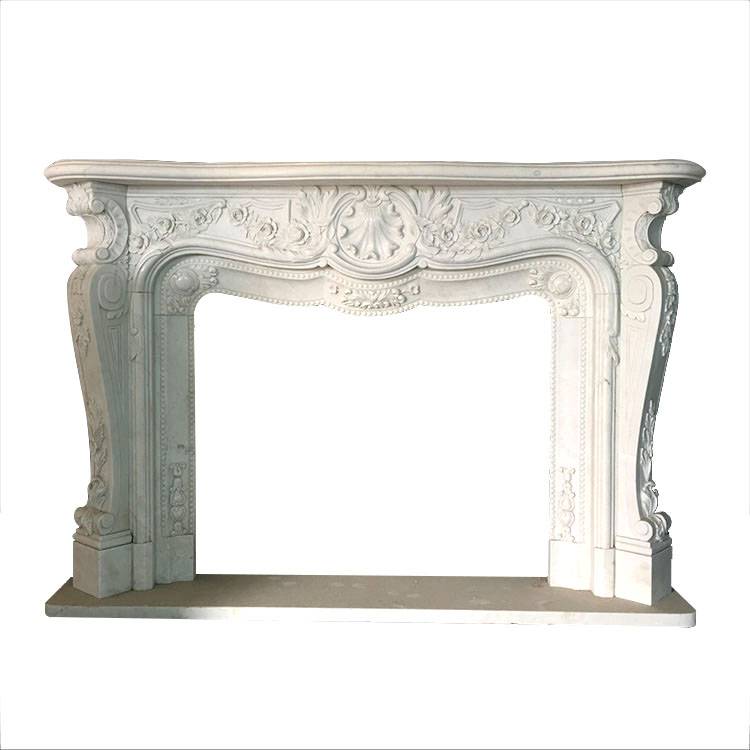 indoor home hand carved marble stone fireplace surround