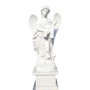 Life size marble garden decoration angel of wings for sale