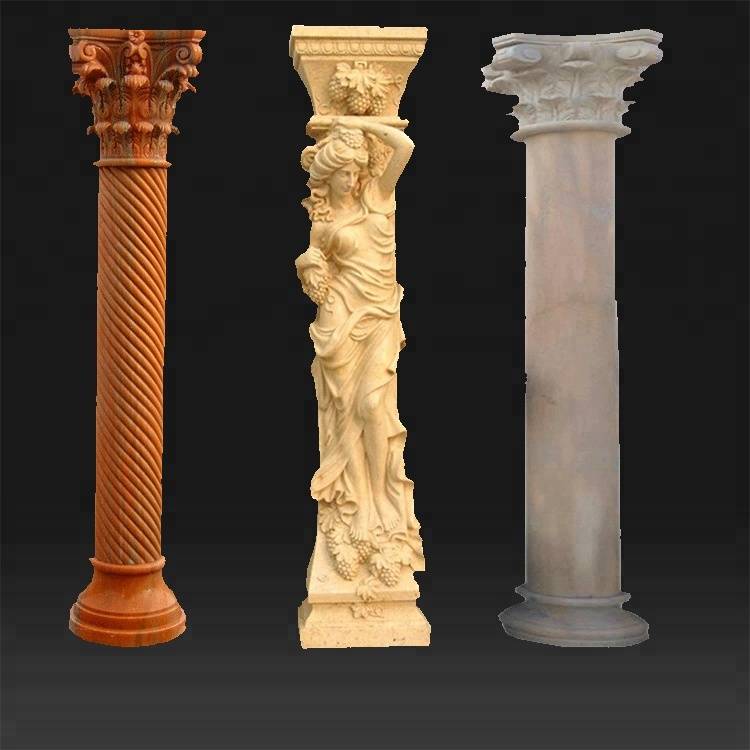 Front door carved marble column and marble pillar round designs
