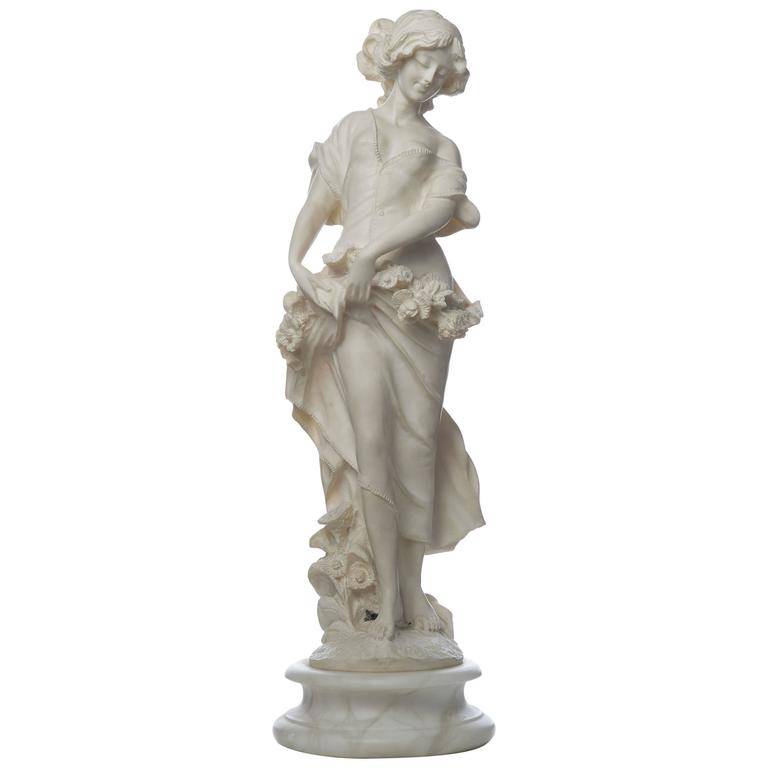 Outdoor stone statue white marble life-size figure antique sculpture on sale