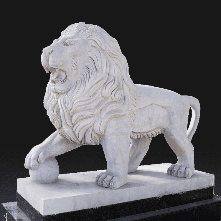Factory Promotional Stone Fox Statue - Garden decorative hand carved front door small marble lion statues – Atisan Works