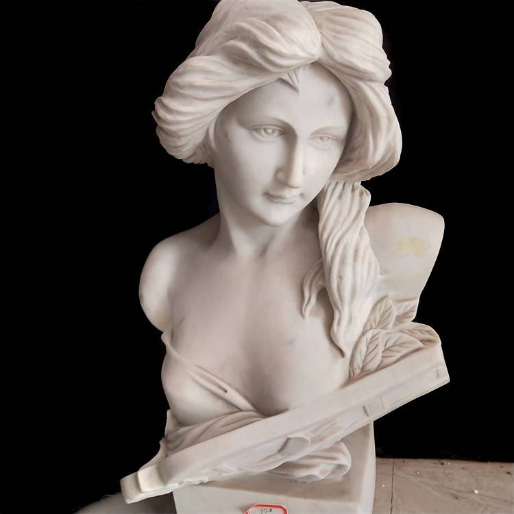 Stone carving marble white sexy lady woman bust sculpture
