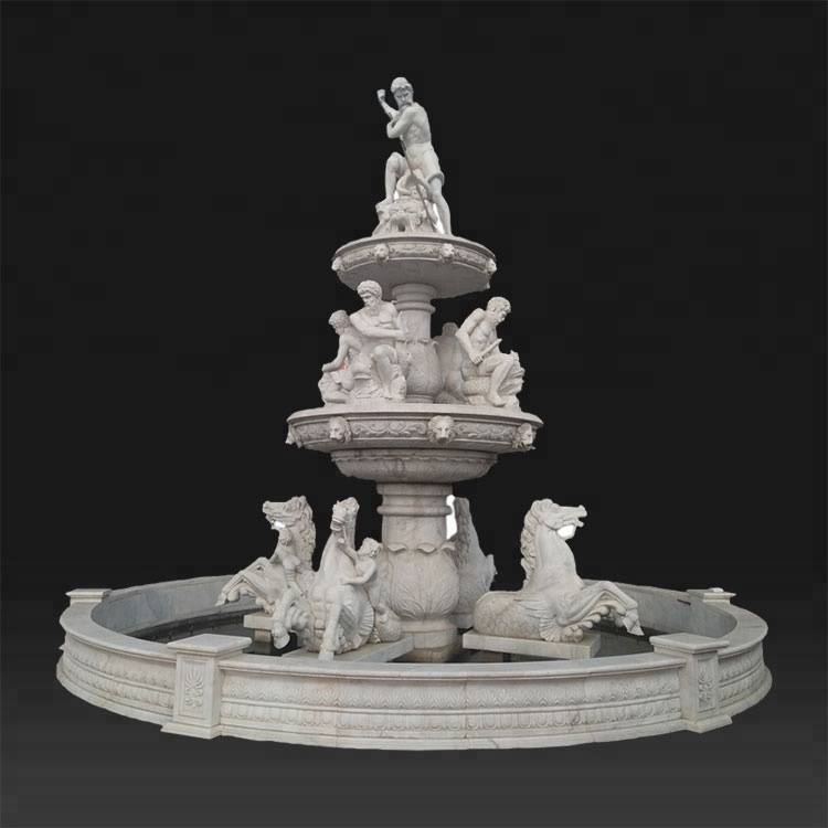 Garden marble stone marble horse water fountain