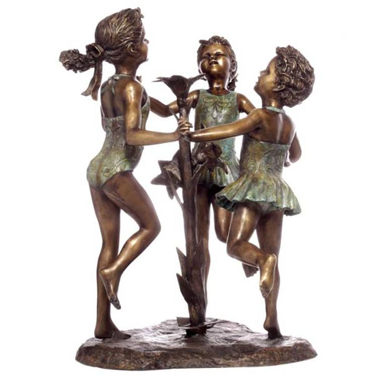 Park decoration life size  brass and bronze  playing children statue on sale