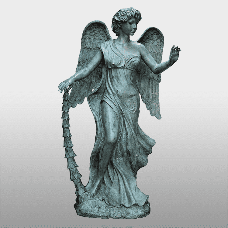 Antique large life size rantique cast bronze angel statue