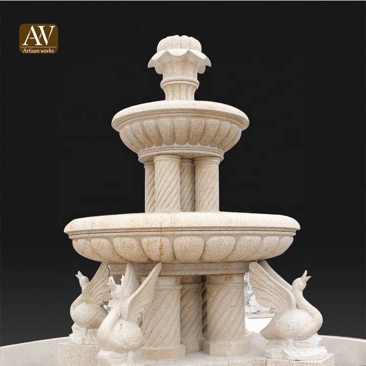 Egyptian Beige Marble Spiral Fountain