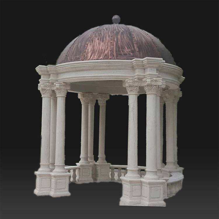 European style pavilion outdoor natural carving stone gazebo chinese for sale