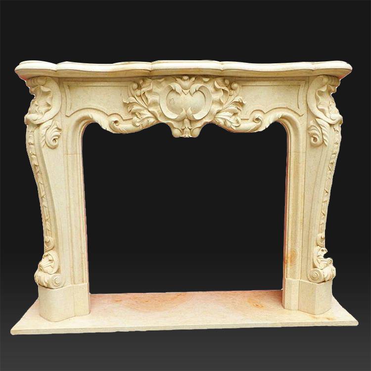 Decorative natural marble artificial flames fireplace frame