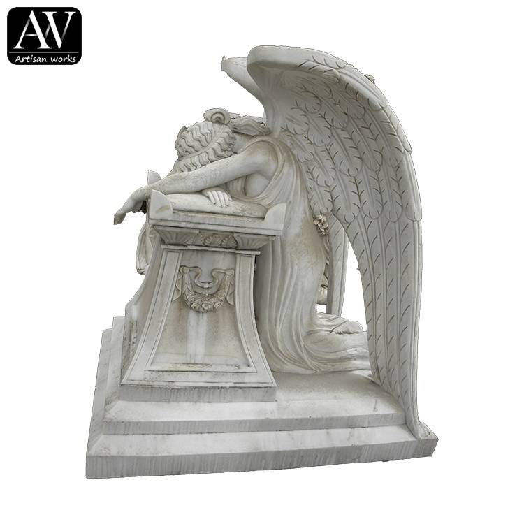 Outdoor Garden decor Hand Carved stone angel wings tombstone