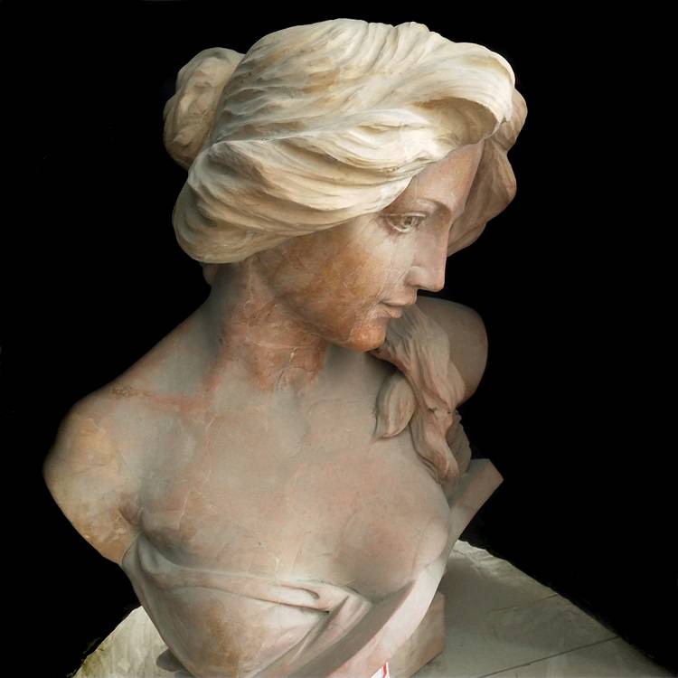 Top Suppliers The Kiss Marble Sculpture - Beautiful Yellow Marble Women Statue Bust Sculpture – Atisan Works