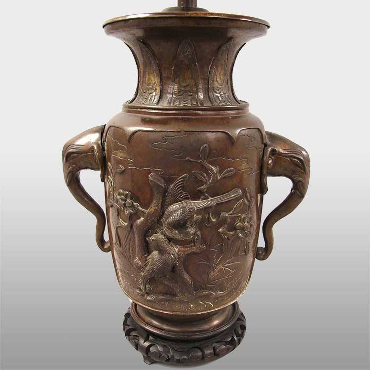 Large antique bronze brass metal vase